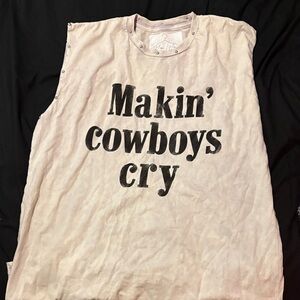 Making Cowboys Cry Sleeveless Shirt - Cream